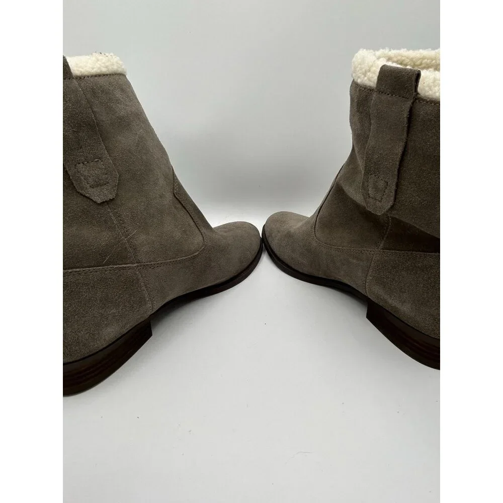 Sole Society Taupe Suede-Like Ankle Boots With Faux Shearling Lining Size 11 - Picture 7 of 8